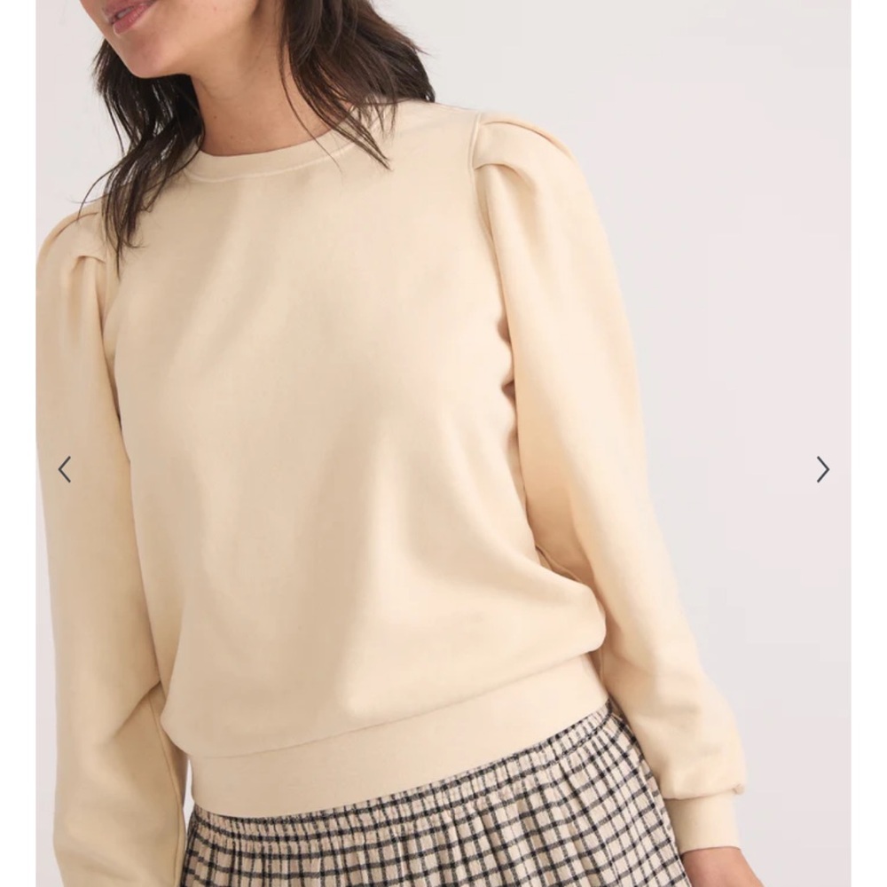 Marine Layer Enya Puff Sleeve Sweatshirt- Antique White